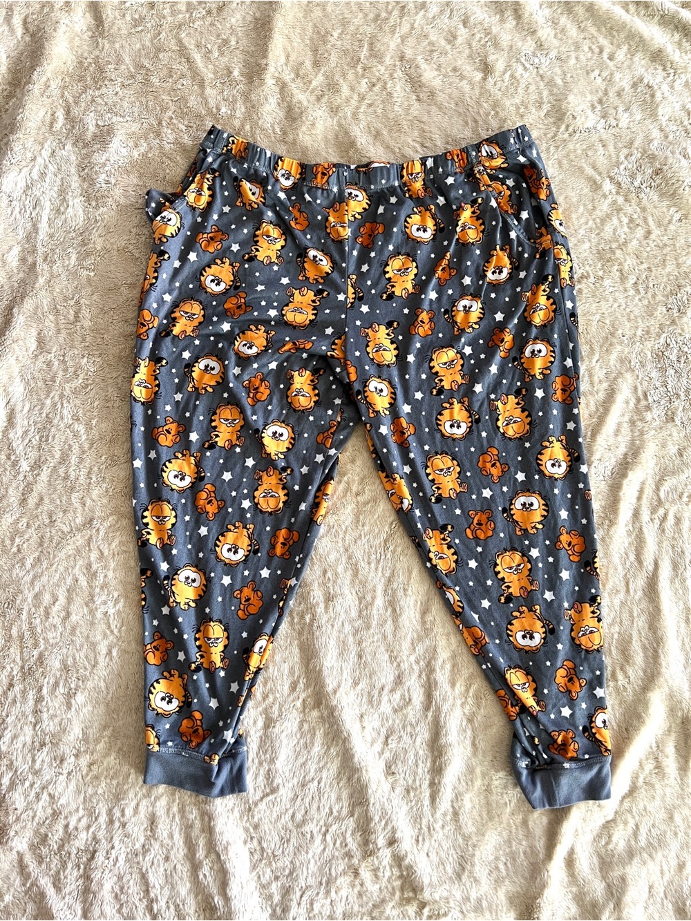 GARFIELD Gray Orange Star Print Pajama Bottoms Size 3X